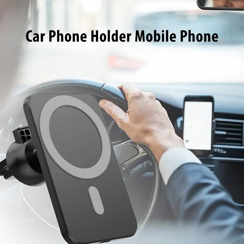 MagSafe wireless car charger mounted on car dashboard