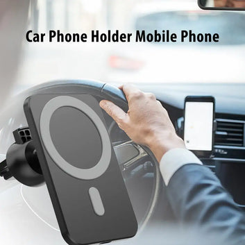 MagSafe wireless car charger mounted on car dashboard