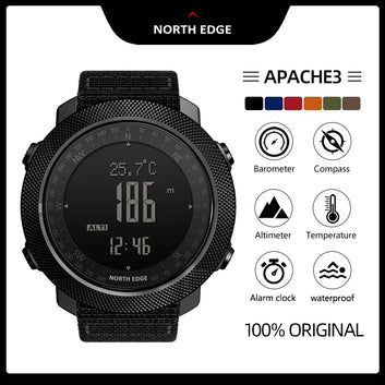 NORTH EDGE APACHE Military Smartwatch – Altimeter, Barometer, Compass & 50m Waterproof Digispots
