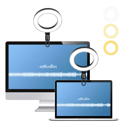 LED Ring Light With Clip On Laptop Computer Fill Lamp For Video Conference Lighting Kit Zoom Webcam Chat Live Streaming Youtube Digispots