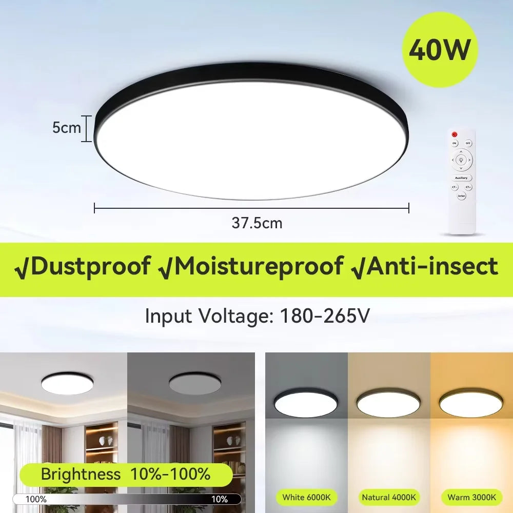 Smart Led Ceiling Light with Remote Control 3 Colors Dimmable Ceiling Lights Ultrathin Panel Lamps Bedroom Kitchen Ceiling Lamp Digispots