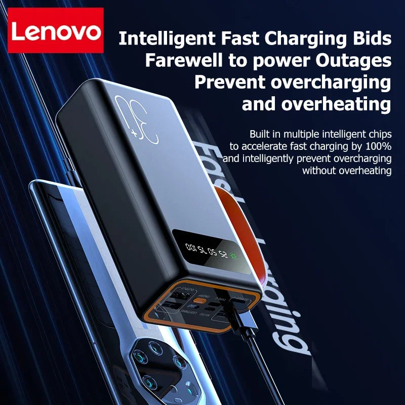 Lenovo Solar Power Bank – Built-in Cables, Solar Charging & LED Flashlight Digispots