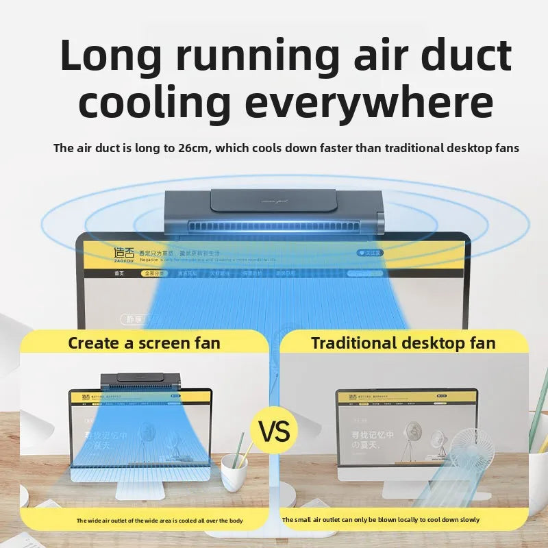 Desktop Screen Hanging Bladeless Fan – USB Powered, Silent & High Wind for Laptop & Monitor Digispots