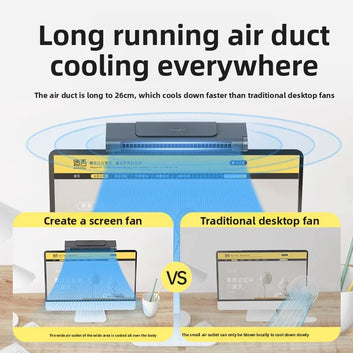 Desktop Screen Hanging Bladeless Fan – USB Powered, Silent & High Wind for Laptop & Monitor Digispots