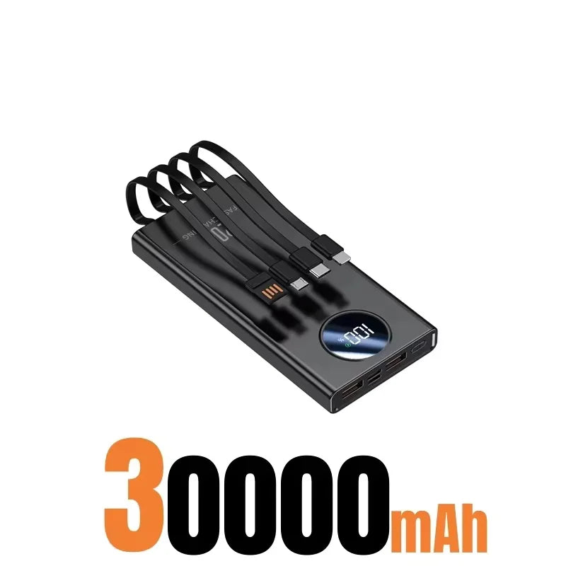 Power bank built-in cables retractable storage detail