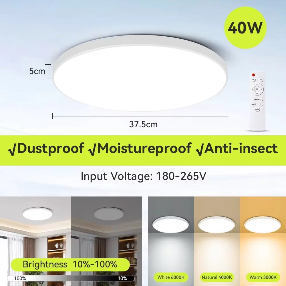 Smart Led Ceiling Light with Remote Control 3 Colors Dimmable Ceiling Lights Ultrathin Panel Lamps Bedroom Kitchen Ceiling Lamp Digispots