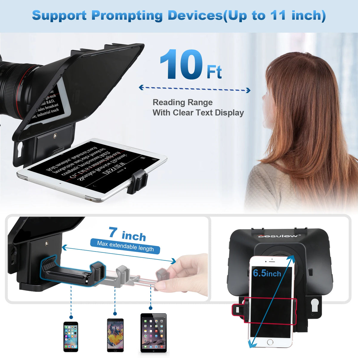 Desview T3 Teleprompter – iPad, Tablet & Smartphone with Wireless Remote Control Digispots