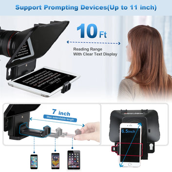 Desview T3 Teleprompter – iPad, Tablet & Smartphone with Wireless Remote Control Digispots