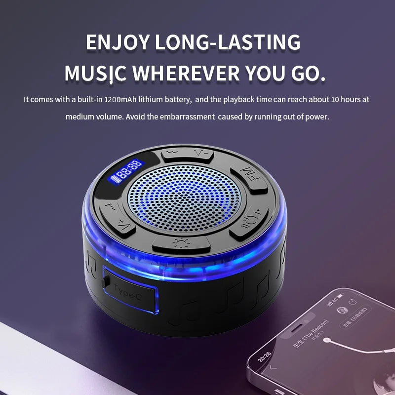 Waterproof Bluetooth Shower Speaker – IPX7, Suction Cup Mount Digispots