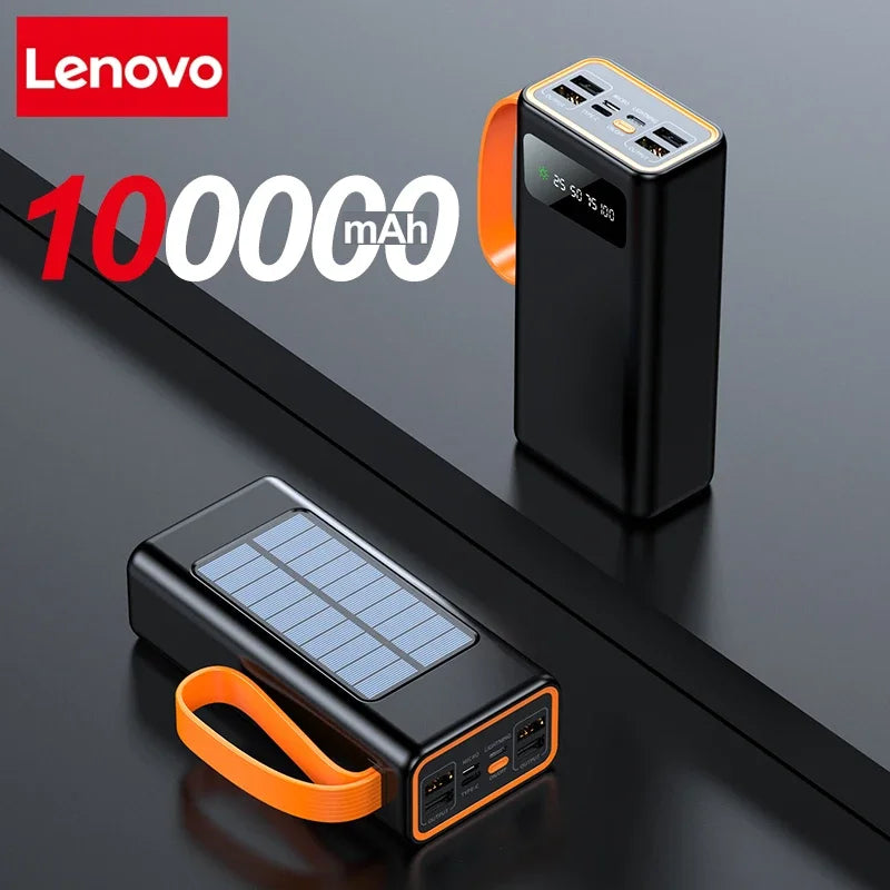 Lenovo Solar Power Bank – Built-in Cables, Solar Charging & LED Flashlight Digispots