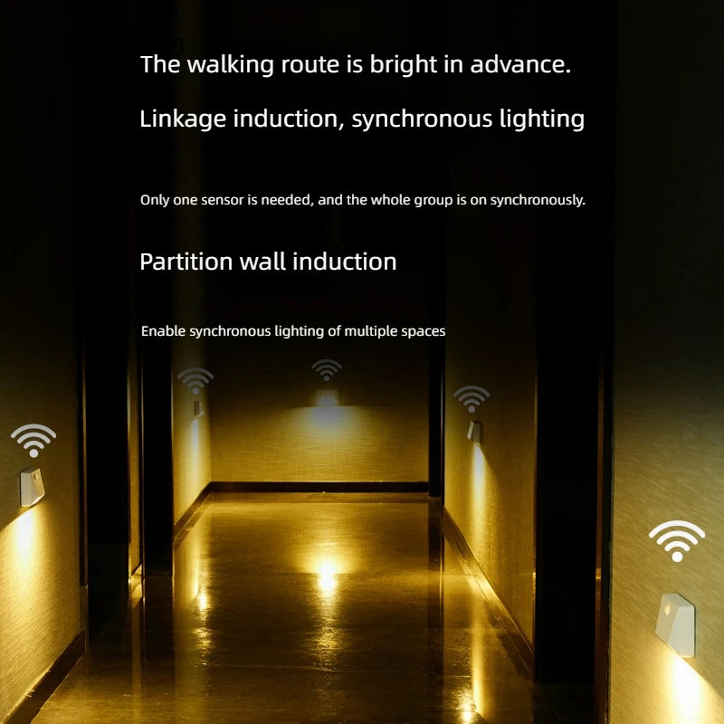 Smart Motion Sensor LED Wall Light - 2200mAh USB-C Fast Charge, 3 Adjustable Brightness, Multi-Device Link for Indoor/Outdoor Security Lighting Digispots
