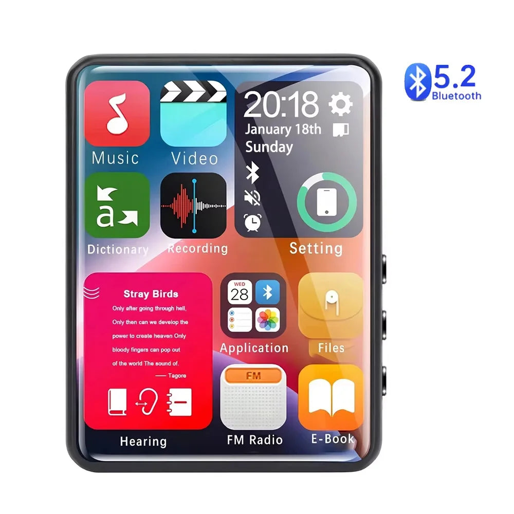 Bluetooth 5.2 MP3 Player – 2.4" Screen, Built-in Speaker, FM Radio, E-book & Video Support Digispots