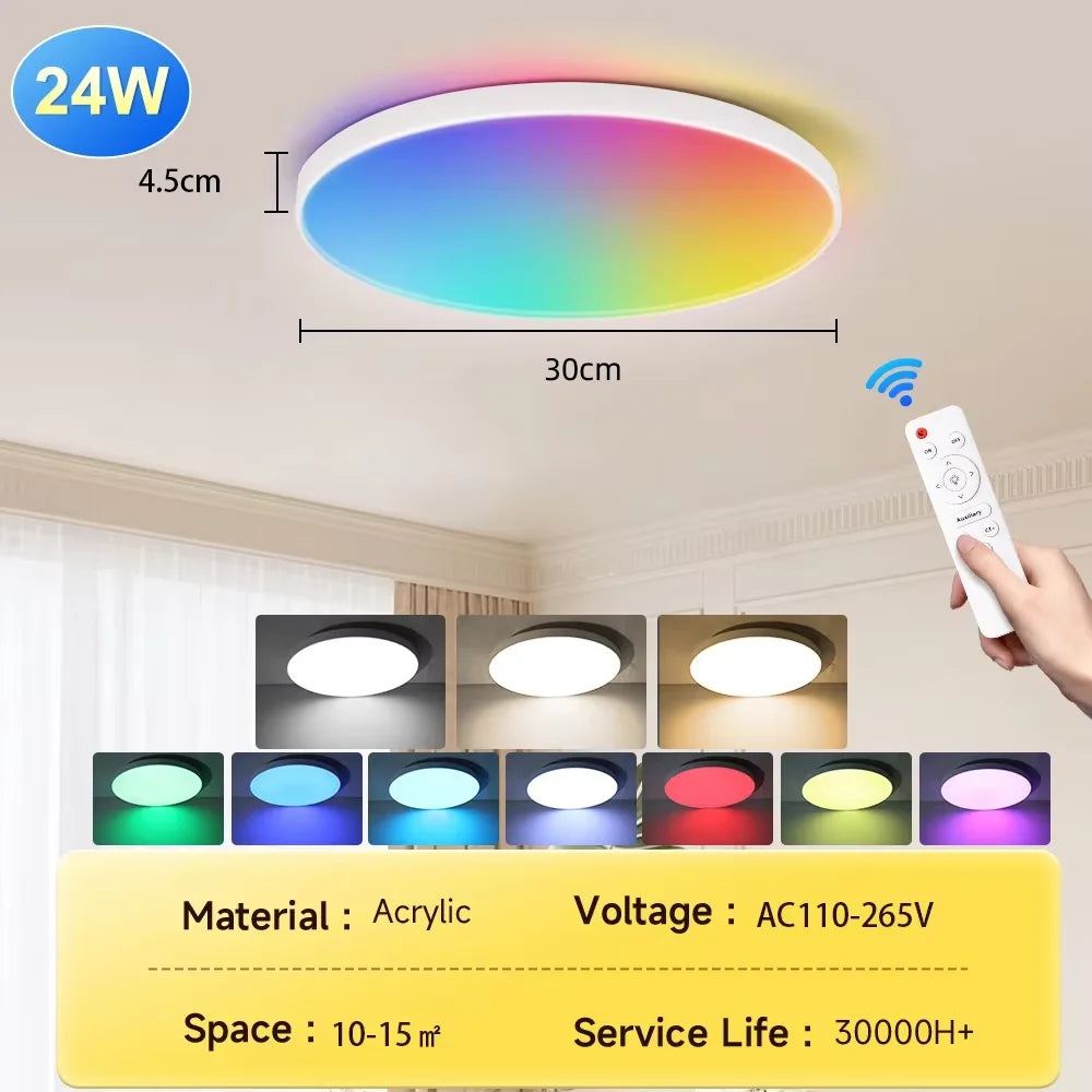 Smart Led Ceiling Light with Remote Control 3 Colors Dimmable Ceiling Lights Ultrathin Panel Lamps Bedroom Kitchen Ceiling Lamp Digispots