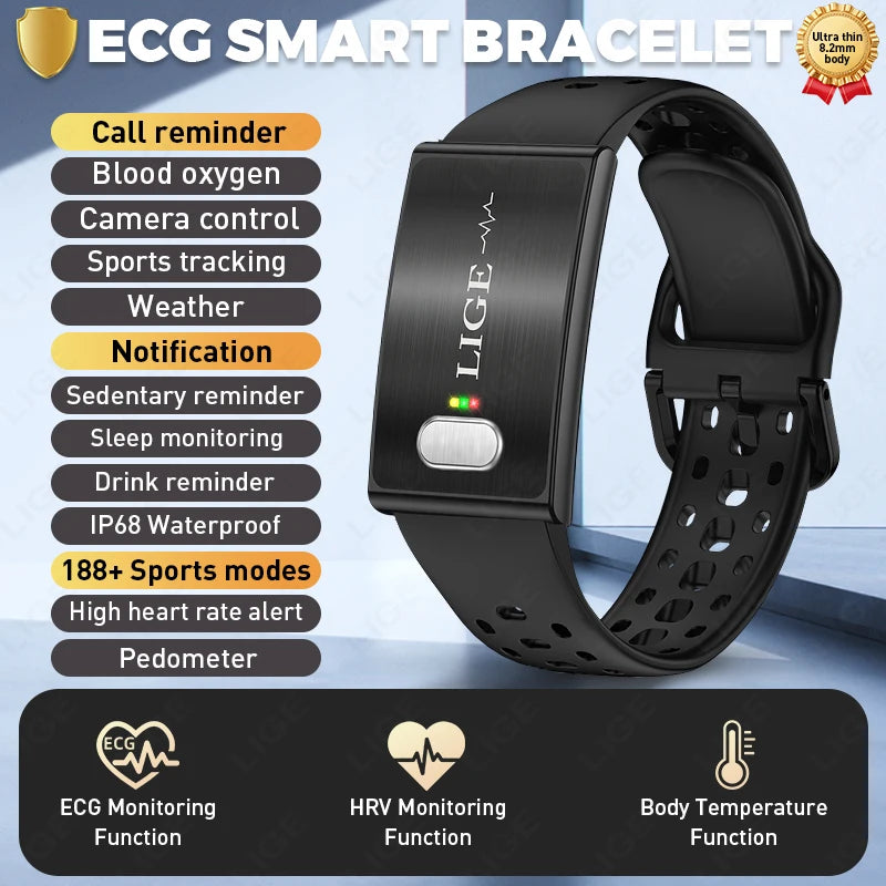 ECG bracelet app display health data on smartphone
