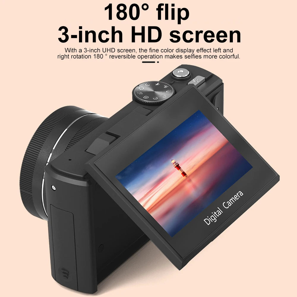 Ourlife 5K Vlog Camera – 180° Flip Screen, Built-in Flash & Multiple Shooting Modes Digispots