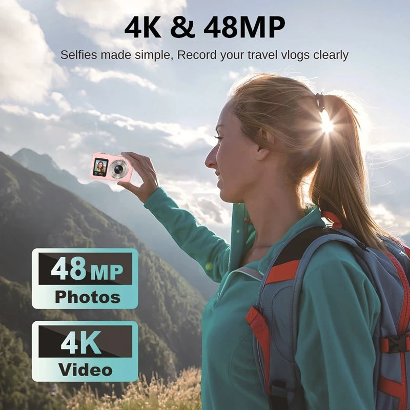 Lenovo 4K Digital Camera – 48MP, Dual Screen, Auto Focus, 16x Zoom & 64GB SD Card Digispots
