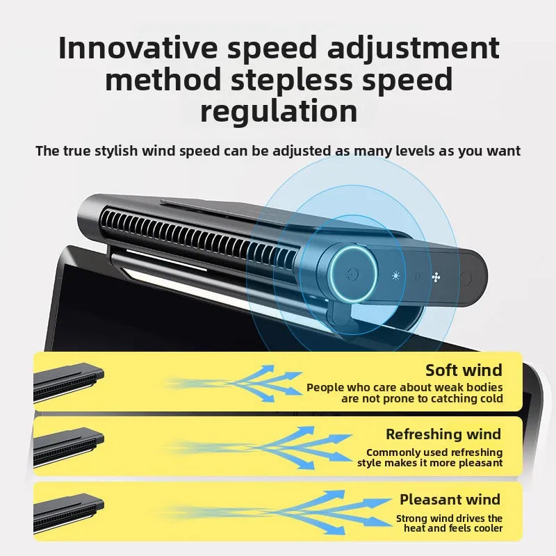 Desktop Screen Hanging Bladeless Fan – USB Powered, Silent & High Wind for Laptop & Monitor Digispots