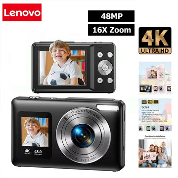 Lenovo 4K Digital Camera – 48MP, Dual Screen, Auto Focus, 16x Zoom & 64GB SD Card Digispots
