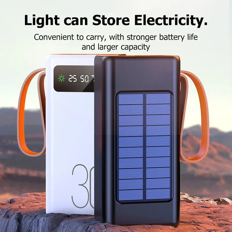 Lenovo Solar Power Bank – Built-in Cables, Solar Charging & LED Flashlight Digispots
