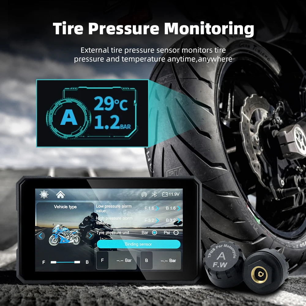 5" Smart Motorcycle Display, CarPlay for Motorcycle, Wireless Android Auto, TPMS, Navigation, Voice Assistant, Quick Release Mou Digispots