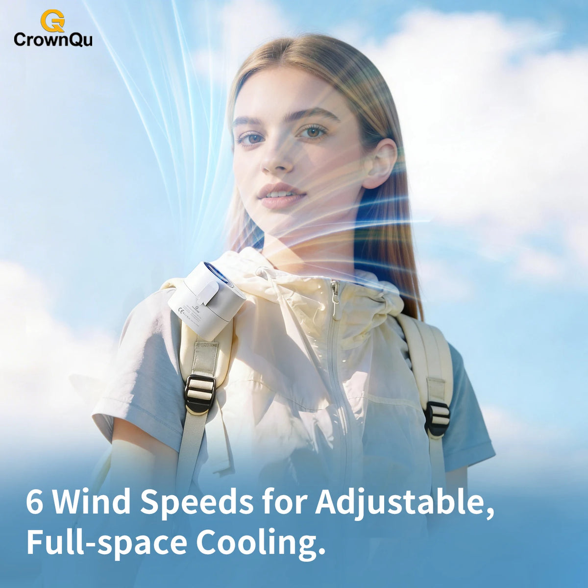 Mini Portable Waist Clip Fan – 3000mAh Battery, 6 Speeds & Digital Display Digispots