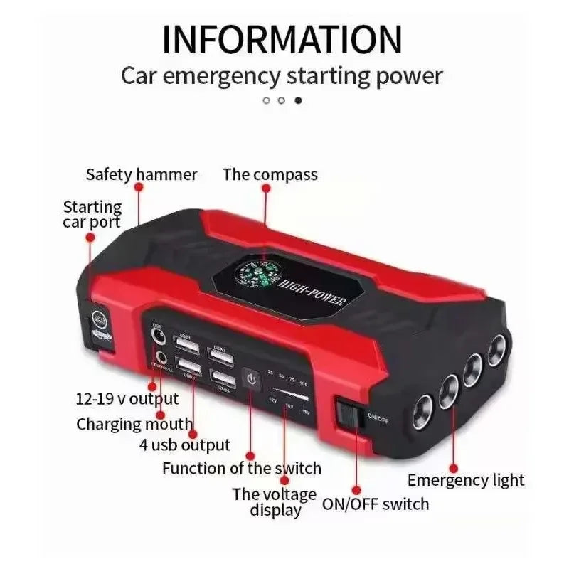 12V Car Jump Starter & Power Bank – Emergency Battery Booster with LED Display & Torch Digispots