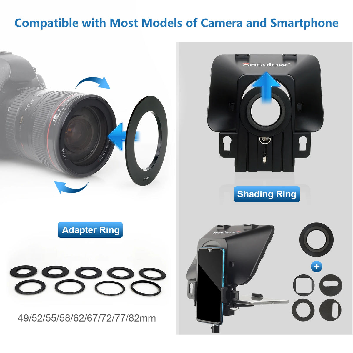 Desview T3 Teleprompter – iPad, Tablet & Smartphone with Wireless Remote Control Digispots