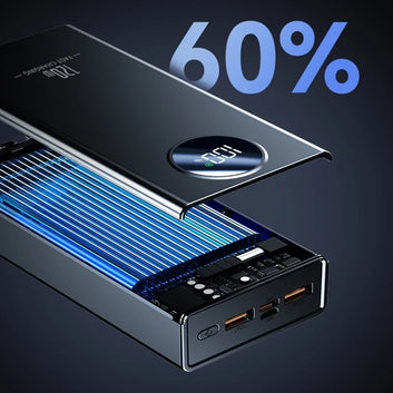 High capacity power bank built-in cables USB-C Lightning