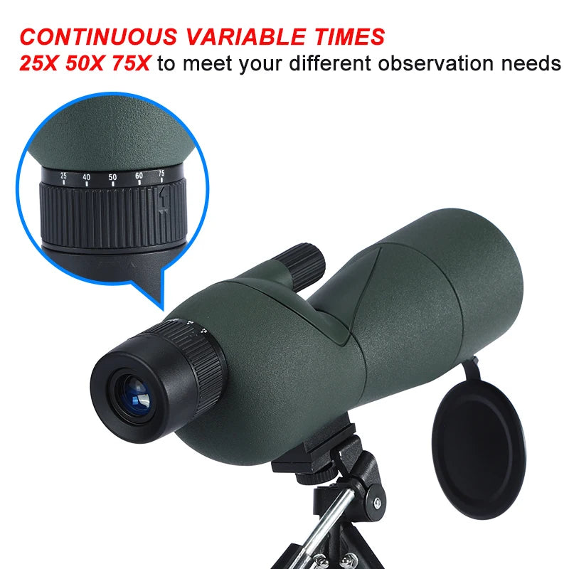 25-75x60 ED HD Monocular Telescope – BAK4 Prism, Waterproof & Fog-Proof Digispots