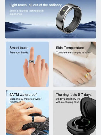 Smart ring skin temperature monitoring feature close up
