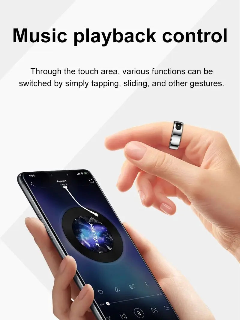 R08 ring heart rate tracking display on smartphone app