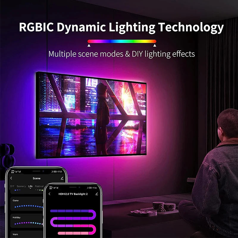 LED Smart Ambient TV Backlight Wifi Alexa Google Assistant Control 4K HDMI-Compatible 2.0 Device Screen Color SyncStrip Lights Digispots