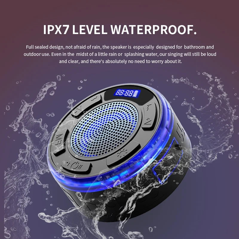Waterproof Bluetooth Shower Speaker – IPX7, Suction Cup Mount Digispots