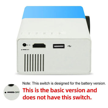 Mini projector projected image on white wall screen
