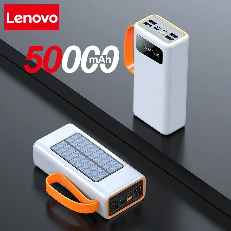 Lenovo Solar Power Bank – Built-in Cables, Solar Charging & LED Flashlight Digispots
