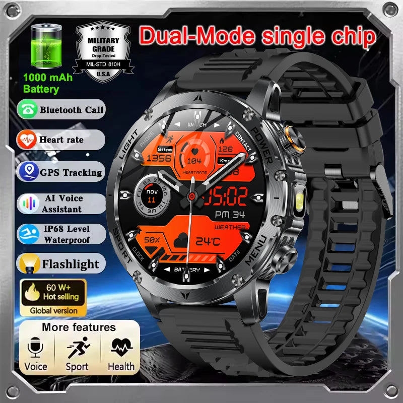 T-REX 3 Ultra Military Smartwatch – GPS, AMOLED, 5ATM Waterproof, Bluetooth Calling Digispots