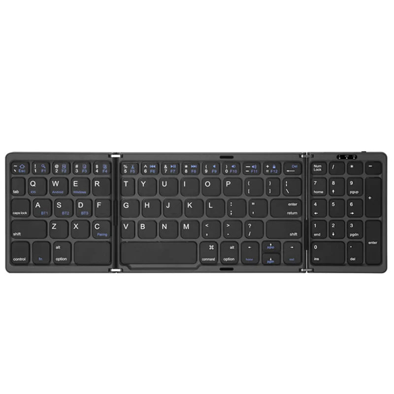 Wireless keyboard in use on desk with tablet