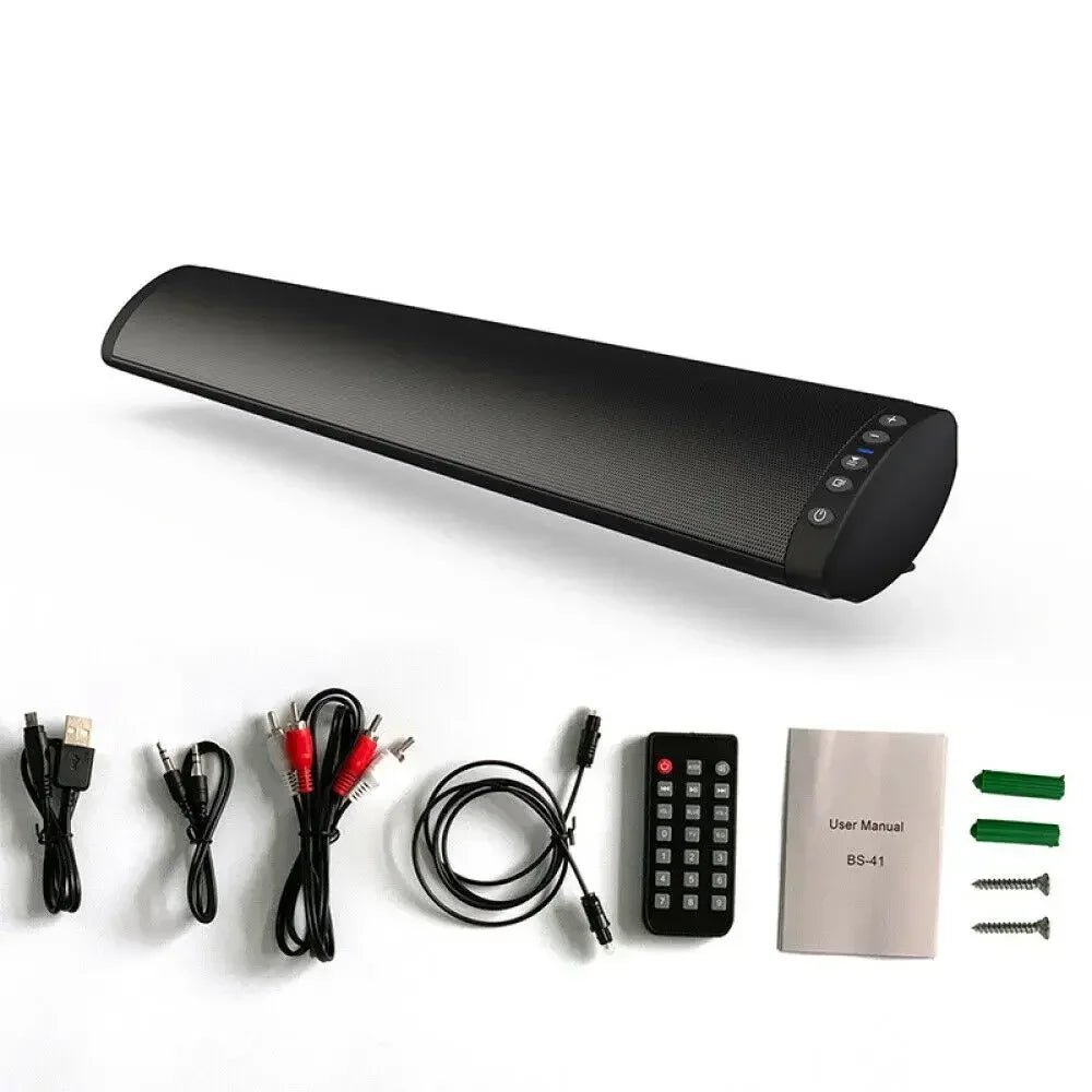 Home Theater Bluetooth Soundbar – 3D Surround Sound, RCA, FM Radio & Wireless Digispots