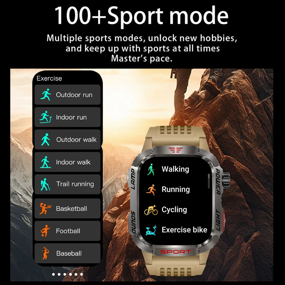 Military Outdoor Smartwatch – GPS, Compass & Bluetooth Calling, 5ATM Waterproof Digispots