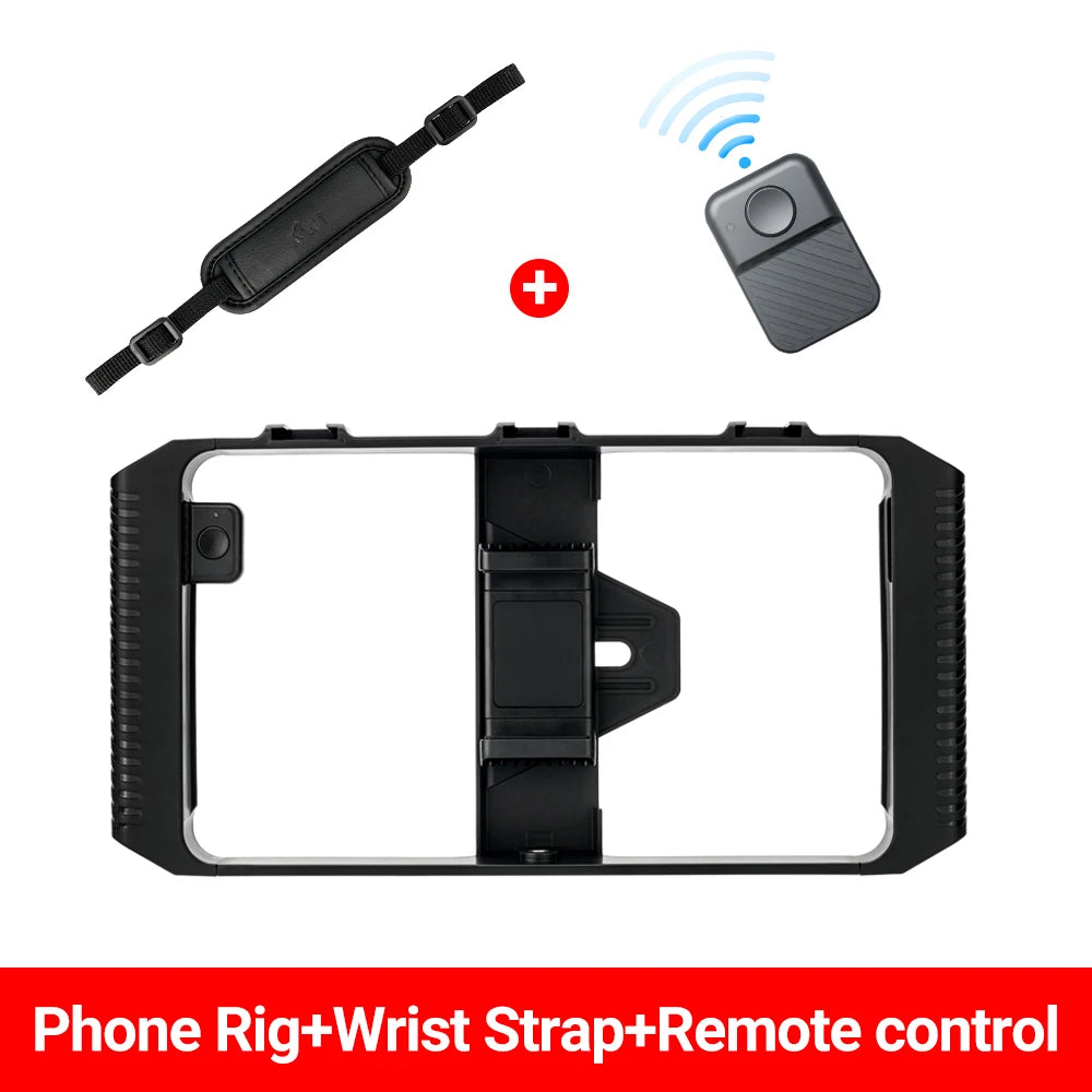 Smartphone video cage rig package contents and accessories