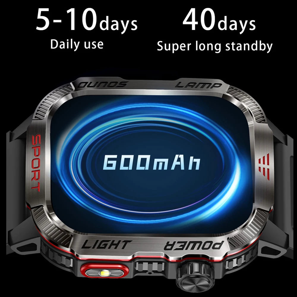 Military Outdoor Smartwatch – GPS, Compass & Bluetooth Calling, 5ATM Waterproof Digispots