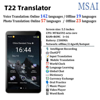 Travel Language Translator – 142 Languages, 5" HD Screen, ChatGPT & 10Hr Battery Digispots