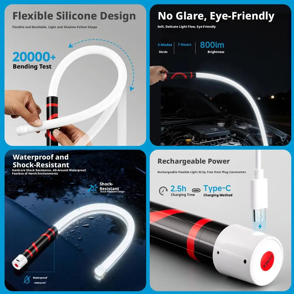 Flexible work light USB charging port detail
