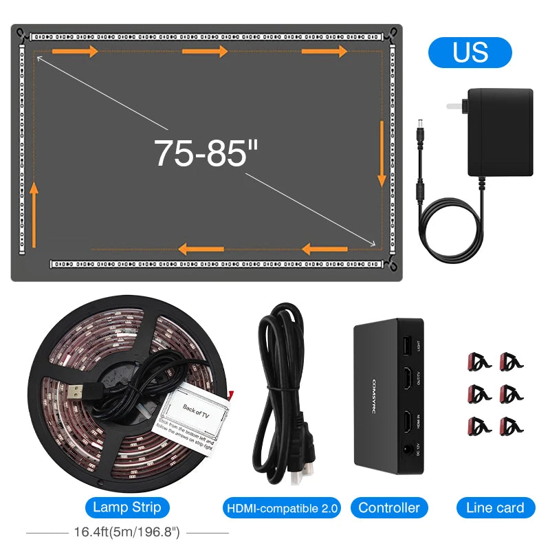 LED Smart Ambient TV Backlight Wifi Alexa Google Assistant Control 4K HDMI-Compatible 2.0 Device Screen Color SyncStrip Lights Digispots