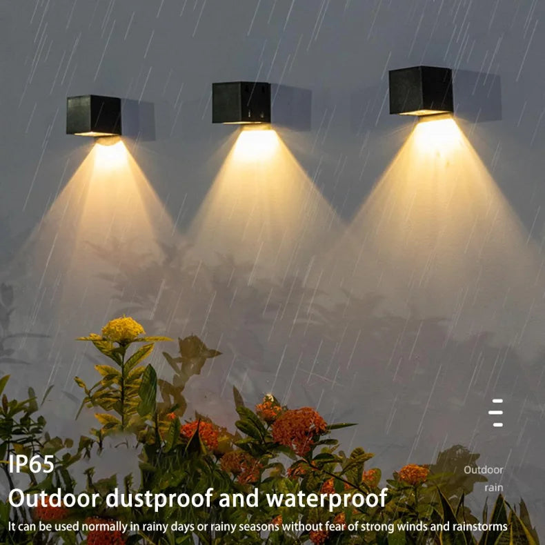 Outdoor solar lamp solar panel and LED detail