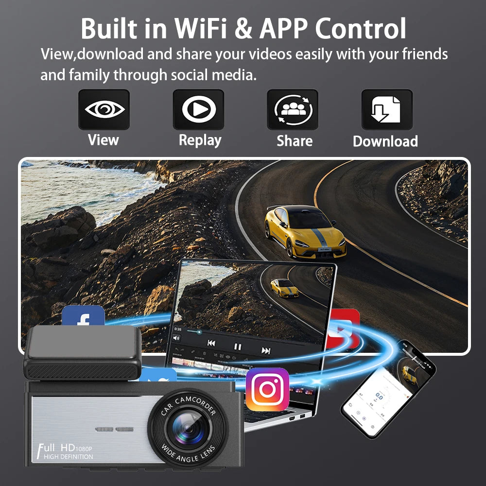 3 Channel WIFI Dash Cam 1080P Car Dvr Interior Vehicle Three Way Camera Mini DVRs Recorder Video Registrator Dashcam Camcord Digispots