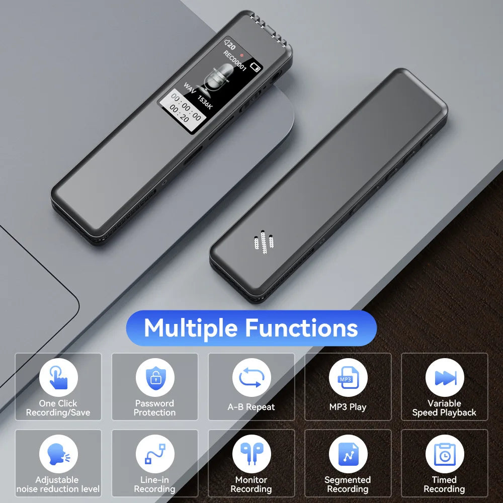 Audio recorder pen colour options black silver