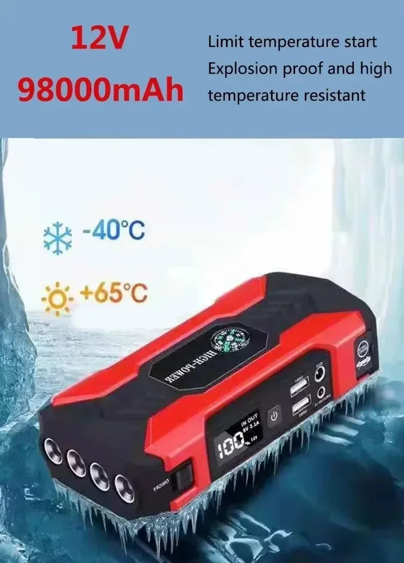 12V Car Jump Starter & Power Bank – Emergency Battery Booster with LED Display & Torch Digispots