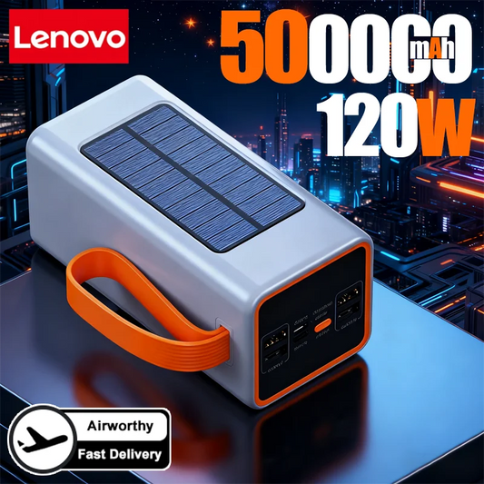 Lenovo Solar Power Bank – Built-in Cables, Solar Charging & LED Flashlight Digispots
