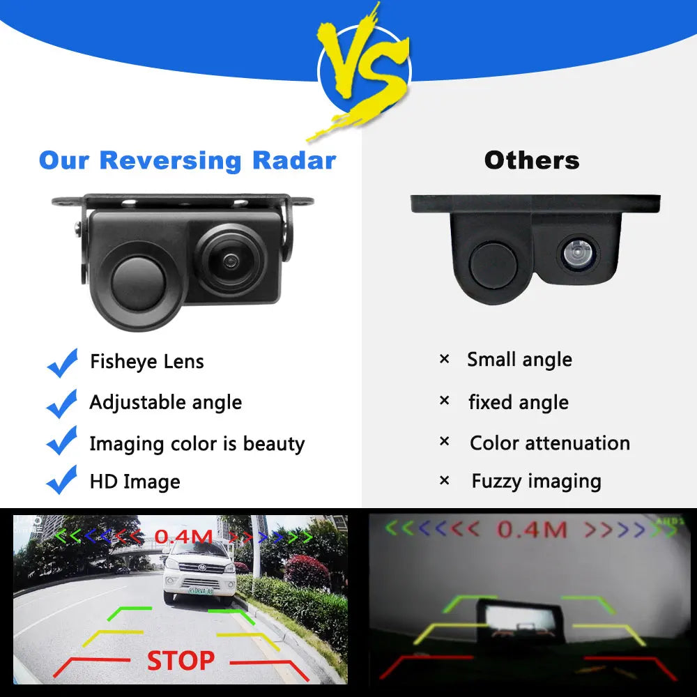 SMARTOUR 2 in 1 Sound Alarm Parking Assistant System Radar Detector Sensor Car Reverse Backup Rear View Camera Night Vision Digispots